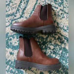 🦬🤎SODA Brown Elastic Chunky Chelsea Boots